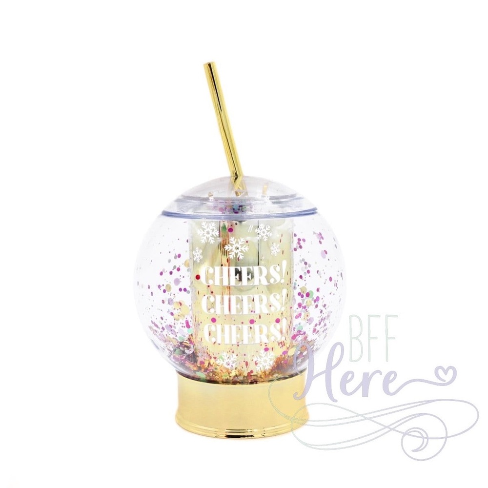 Packed Party Gold and White Cheers Tumbler